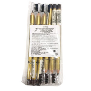 Ffleur ES-7616 brown Набор карандашей для бровей с расчёской (6 шт х 1.2 г), тон 02 коричневый, 1 уп 7