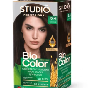 Studio Professional Крем-краска стойкая для волос Biocolor (крем-краска туба 50 мл, оксидант 50 мл, бал-закрепитель 15 мл + перч), тон 5.4 шоколад 13