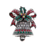 Fashion Jewellery Брошь рождественская Колокольчик с кристаллами, с античным серебряным покрытием, арт. NY-32 2