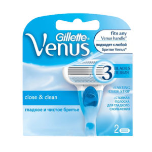 PG Gillette Venus 3 Кассеты сменные Close & Clean 3 лезвия (2 шт) для безопасных бритв 1