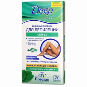 Floresan Полоски восковые Deep depil для депиляции unisex (20 полосок) экстракт мяты и витамин Е, 1 уп 11