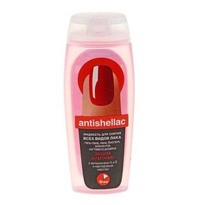 Fito косметик Жидкость для снятия гель-лака Antishellac защита и питание с витамином А и Е и касторовым маслом (без ацетона), 110 мл 5
