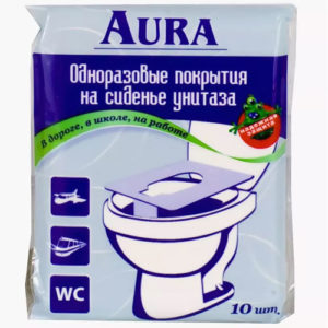 Aura Туалетные покрытия на унитаз индивидуальные одноразовые, 10 шт 3