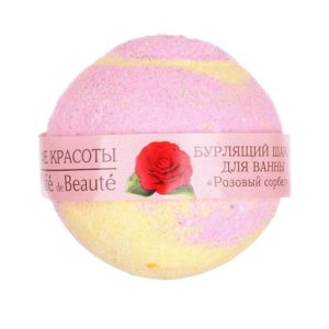 le Café de Beauté Бурлящий шарик для ванны Розовый сорбет с маслом розы и маслом пачули 6