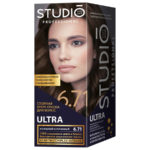 Studio Professional Ultra Крем-краска стойкая для седых волос (крем-краска туба 50 мл, оксидант 50 мл, бал-закрепитель 15 мл + перч), тон 6.71 холодный коричневый 1