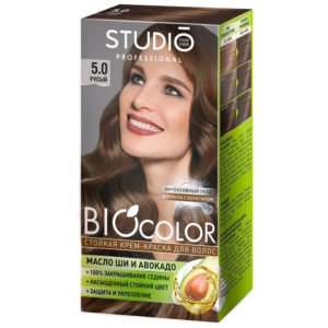 Studio Professional Крем-краска стойкая для волос Biocolor (крем-краска туба 50 мл, оксидант 50 мл, бал-закрепитель 15 мл + перч), тон 5.0 русый 8