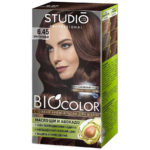 Studio Professional крем-краска стойкая для волос biocolor (крем-краска туба 50 мл, оксидант 50 мл, бал-закрепитель 15 мл + перч), тон 6.45 каштановый 1