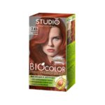 Studio professional крем-краска стойкая для волос biocolor (крем-краска туба 50 мл, оксидант 50 мл, бал-закрепитель 15 мл + перч), тон 7.43 огненный рыжий 2