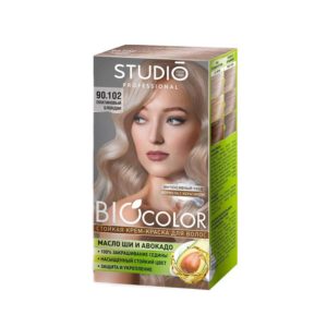 Studio professional крем-краска стойкая для волос biocolor (крем-краска туба 50 мл, оксидант 50 мл, бал-закрепитель 15 мл + перч), тон 90.102 платиновый блондин 1