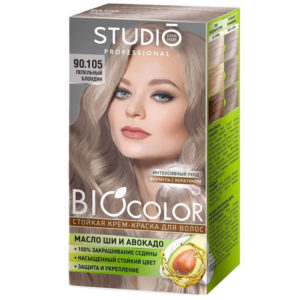Studio Professional Крем-краска стойкая для волос Biocolor (крем-краска туба 50 мл, оксидант 50 мл, бал-закрепитель 15 мл + перч), тон 90.105 пепельный блондин 3