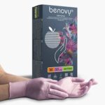 Benovy Nitrile Multicolor Перчатки нитриловые текстурированные на пальцах смотровые 50 пар, перламутрово-розовые размер M 1
