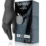 Benovy MultiColor Перчатки медицинские смотровые нитриловые 50 пар, черные размер S 2