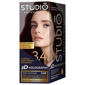 Крем-краска стойкая для волос Studio Professional 3D Holography тон 3.45 тёмно-каштановый 40/60/15 мл 12
