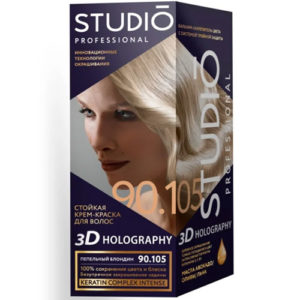 Studio Professional Крем-краска стойкая для волос 3D Holography тон 90.105 пепельный блондин, 40/60/15 мл 9