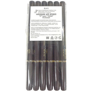 Ffleur ES412-02 dark brown Набор карандашей для бровей (мех+расч) Powder (6 шт х 0.5 г), тон тёмно коричневый, 1 уп 3