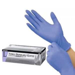 Saraya Нитриловые перчатки неопудренные смотровые синие (200 шт) размер L, 1 уп 10