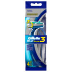 Gillette Blue 3 Simple Бритвы одноразовые безопасные для мужчин, 3 лезвия + увлажняющая полоска с алоэ (4 шт в пакете) 2