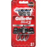Gillette Blue 3 Red Бритвы одноразовые безопасные для мужчин, 3 лезвия + плавающая головка (3 шт) 1