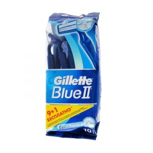 Gillette Blue 2 Бритвы одноразовые безопасные для мужчин, хромовое покрытие + увлажняющая полоска (по 9+1 шт в пакете) 15