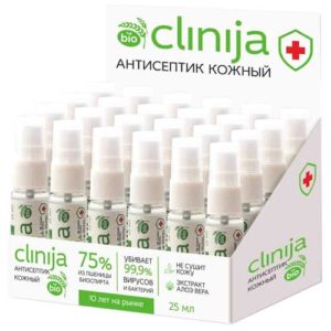 Clinija Антисептик кожный с экстрактом алоэ вера (24 шт по 25 мл), 1 упаковка 13