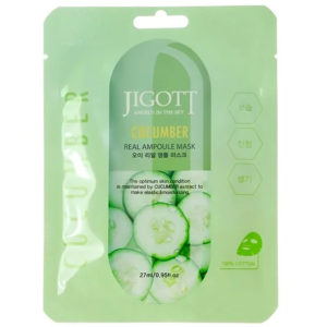 Jigott Маска ампульная Cucumber для улучшения цвета лица, с экстрактом огурца, 27 мл 6
