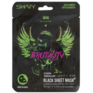 Shary Man Маска-себорегулятор тканевая для мужчин Brutality очищающая, имбирь & древесный уголь Cleansing Seboregulator Black Sheet Mask, 25 г 13