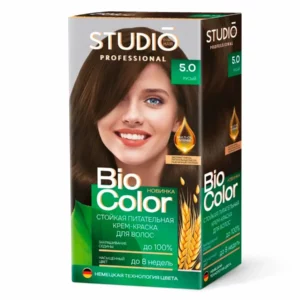 Studio Professional Крем-краска стойкая для волос Biocolor (крем-краска туба 50 мл, оксидант 50 мл, бал-закрепитель 15 мл + перч), тон 5.0 русый 12